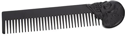 DOITOOL Tragbarer Haarkamm für Herren mit Schädel Design aus Langlebiger Zinklegierung Multifunktionaler Öl Kamm für Zuhause und Friseursalon in Schwarz
