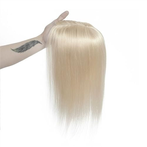 FUHAI-666 Haartopper für Frauen, Echthaar, Spitzen-Basis-Topper, 25,4–45,7 cm, brasilianisches Haar, glatte Haarteile, Clip-in-One-Piece-Haarverlängerungen für dünner werdendes Haar