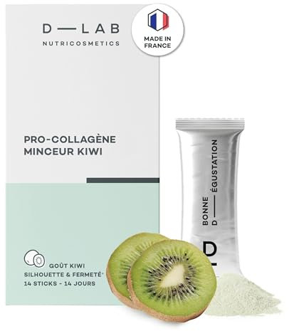 D-LAB Pro-Collagène Minceur | 14 Sticks | Goût Kiwi, Cliniquement Prouvé, Raffermit et Tonifie la Peau