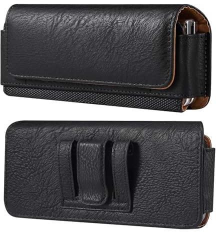 Leder Handy Gürteltasche mit Gürtelschlaufe Kompatibel mit Samsung Galaxy Z Fold 6/Z Fold 5/Z Fold 4/Z Fold 3/Z Fold 2/Z Fold 2019, Handy Gürtel Hüfttasche Herren Handyhülle Handyhalterung Ledertasche