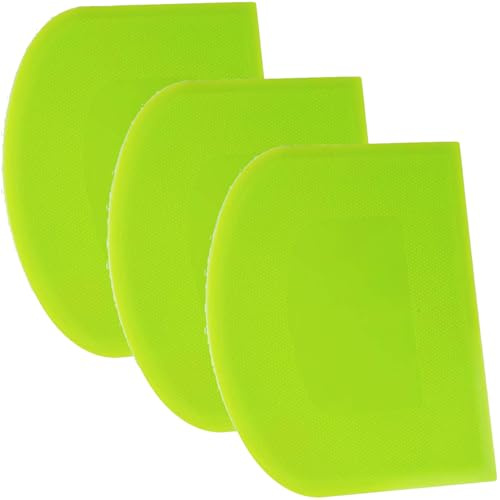 SURDOCA Dough Scraper Bench Scraper - 3P 7.1x4.9 Plastic Flexible Bowl Scraper, Sharp Edge & Angles Cake Scraper. Non-Slip Bakeware Decorating Tools Sculpting & Modeling Tools - Pure Green