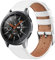 Bracelet de rechange en cuir souple de 22 mm compatible avec Samsung Galaxy Watch 46 mm/Galaxy Watch 3 45 mm/Gear S3 Frontier/Classic, pour homme et femme (22 mm, blanc)