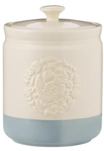 Mason Cash Home to Roost Pot à ustensiles en grès style poule et coq d'inspiration folklorique, pot de rangement durable, ustensiles de cuisine quotidiens, crème, bleu, 1 l