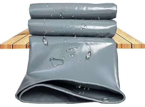 JXLQFA Pro Lona Reforzada, 5x8 m 450g/m² Lona Remolque Lona Piscina con Ojales con Ojales Lona para Exteriores, Lona Impermeable para terraza GAL ro JXL11, Gris