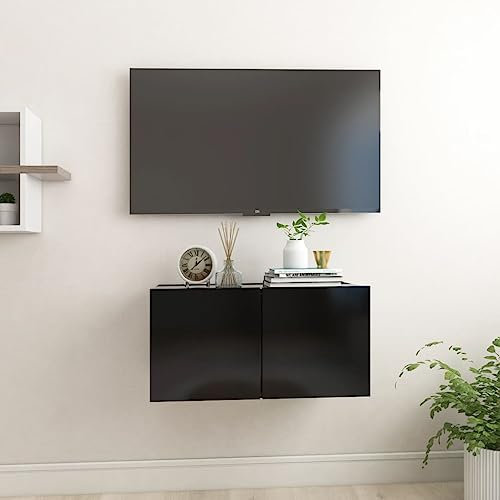 LXYZWRW Mueble de TV para colgar en color negro, 60 x 30 x 30 cm
