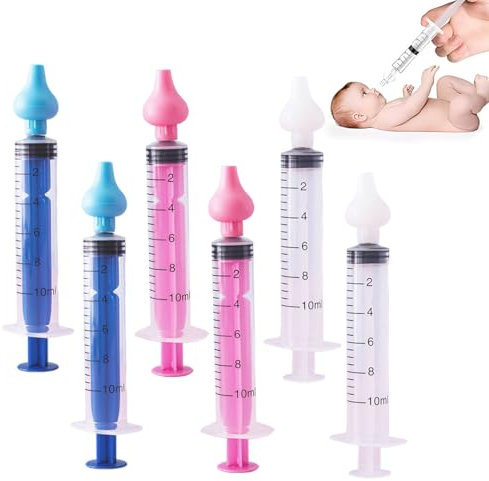 XUZOPIM 6 Pcs Seringue Nasale Bebe, Nasale Bebe, Mouche-Bébé, Portable Irrigateur Nasal 10Ml, Irrigation Nasale, Avec Embout D'Aspiration Nasale En Silicone Nettoyable Réutilisable