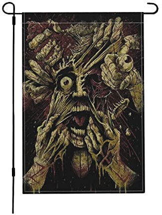 Heavy Metal Rock Skelett Reizbar Blut Feiertage Flags Doppelseitige Dekorative Fahnen Perfekte Lawn Sign Décor Für Porch Lawn Veranda 30X45Cm