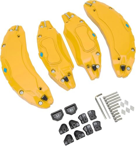 HEYOUTH Tesla Model Y Bremssattel Abdeckung,Auto-Bremssattelabdeckung,Aluminiumlegierung Bremssattelschutz,Radgröße 19/20 Zoll,Auto Bremssattel abdeckung Für Tesla Model Y 2017-2024 (Gelb)