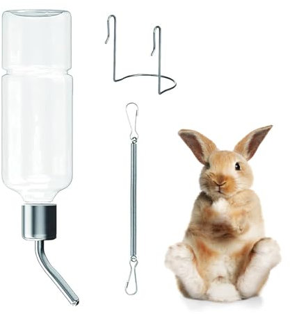Rabbit Water Bottle, Pet Hanging Water Bottles, Guinea Pig Water Bottle, Hanging Bottle with Hook Spring, Portable Pet Hanging Drinking Waterers Bottles for Rabbits, Guinea Pigs, Hamsters