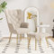 Hawthyhome Eleganter Sessel polsterstuhl Ohnzimmer Sessel Schminktisch Stuhl mit Hocker mit Metall Beinen fürs Wohnzimmer/Schlafzimmer Bis 150 KG belastbar Beige