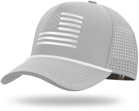 Oversize XL XXL XXXL American Flag Trucker Hat, Waterproof Quick Dry Snapback Hats, Large USA Baseball Cap for Men Big Heads, Gray/Black Flag, XXL