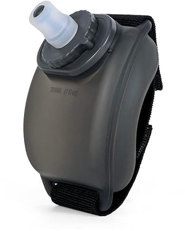 Gourde de Sport Portative 200ml pour Course à Pied, Fitness et Cyclisme - Bouteille d'Hydratation pour Marathon avec Fixation de Poignet (Noir)