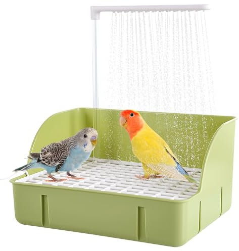 Umisu Vogel Badehaus Badewanne Automatisches Vogelbad mit Pumpe, Vogeltränke Bad Vogel Dusche Zubehör für Sittiche Vögel Papagei (Grün, L)