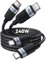 Rocoren USB C Kabel 240W, [2Pack 2m] PD Schnellladekabel USB C auf USB C, Nylon Geflochten USB C Kabel für Handy iPhone 16 15 Pro Max Samsung Galaxy S25 S24 S23 Ultra Pixel 7 iPad MacBook Pro Air