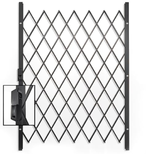 Single Xpanda Security Gate, 2000mm (79) High, Flexible Expanding Saftidor, Folding Trellis Barrier, Scissor Barricade or Home Security Door, Black (1000mm W x 2000mm H SAFBB)