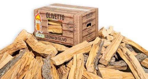 OLIVETTO FEMIRO Legna da Ardere di Olivo in scatole da 10 Kg su Bancale in Scatole di Cartone. Ideale per camini, stufe, forni, pizzerie e barbecue. Confezioni da 10 a 480 kg. (10 Kg)