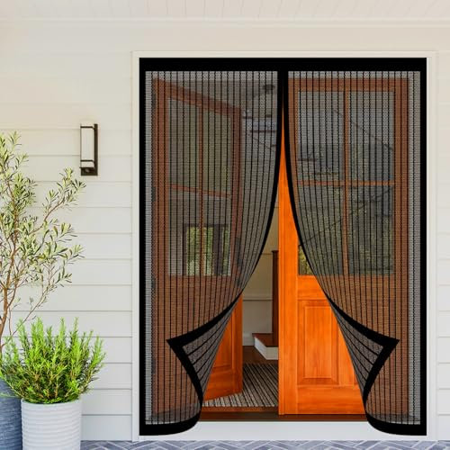 Zanzariera Magnetica 84 x 300 cm Zanzariera Magnetica per Porte Non È Necessario Praticare Fori Rete Fine Porta Finestra, Nero