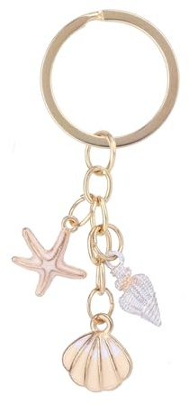 Mikovivi Porte-Clés Plage pour Femme, Élégant Étoile Mer Coquillage Breloques Sac d'Été Porte-Clés Coquillage Océan Idéal pour Sac à Main Décoration Fête Accessoires et Bijoux Cadeaux