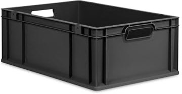 PROREGAL Eurobox NextGen Grip | HxBxT 22x40x60cm | 44 Liter | Griffe offen | Verstärkter Boden | Schwarz | Eurobehälter, Transportbox, Transportbehälter, Stapelbehälter