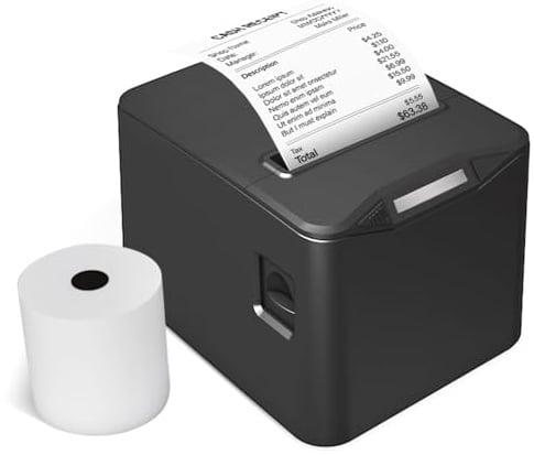 Thermo-Belegdrucker 80 mm Desktop direkter Thermodruck USB+LAN-Anschluss hohe Geschwindigkeit mit automatischem Cutter großem Papierfach unterstützt ESC/POS für Versand Geschäft Restaurant Küche
