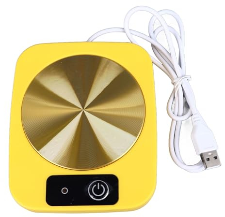 Elektrischer Tassenwärmer, intelligenter Kerzenwärmer mit konstanter Temperatur, Teller, Tassenwärmer, Kaffeezubehör für Büro, Reisen, Zuhause (Gelb)