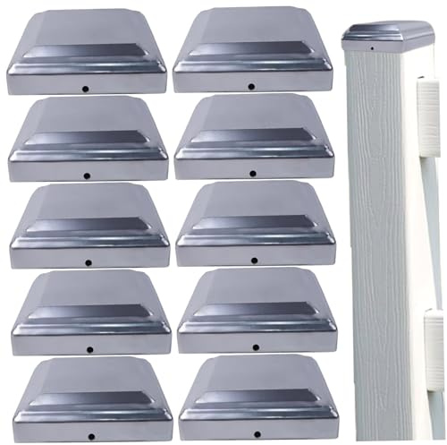 Metal Post Caps, 10Pcs 3x3 Inch Square Thickened Fence Caps - Easy Install Fence Topper for Garden and Outdoor - Post