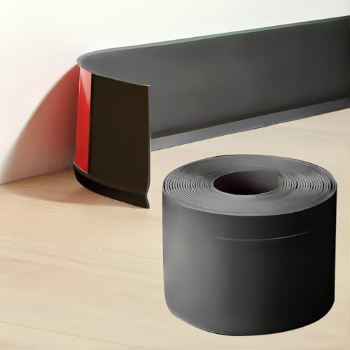 Lonwiner Zócalo Blando Blanco Autoadhesivo, 4/6M Rodapie PVC Adhesivo Zocalo Cocina Rodapies Autoadhesivo Rodapié Plegable Cinta Para Cocina Baño (negro, 6m)