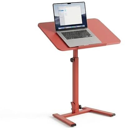 MUSSO D7 Mobiler Klapp-Stehschreibtisch mit 90° Neigung, Bordeaux | 90° Neigbare Platte, Höhenverstellbar, klappbar, Rollen mit Bremse, Sofa, Bett und Homeoffice