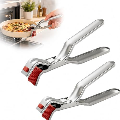 2 PCS Anti Scald Bowl Holder Clip Hot Plate Gripper Non Slip for Kitchen | Multi Function Stainless Steel Bowl Holder Heat Resistant Tongs to Safely Move Hot Dishes from Air Fryer, Microwave Oven
