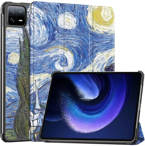 Techsuit für Xiaomi Pad 6 und Pad 6 Pro Hülle mit 360 Schutz, Verstellbarem Ständer, Mikrofaser Innenfutter, Schlankem Design, Anti Fingerabdruck, FoldPro Series, PU Leder, Sternennacht