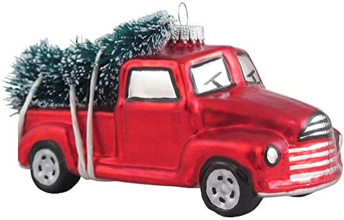 Christmas By Krebs Vintage Look Pickup Truck abtransportieren Baum Weihnachten Holiday Ornament Glas