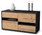 Stil.Zeit TV Schrank Lowboard Alina, Korpus anthrazit matt, Front Holz Design Pinie (92x49x35cm), Push to Open Technik & Leichtlaufschienen