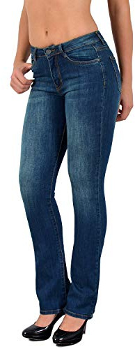 ESRA Bootcut Jeans Damen High Waist Jeans Damen Stretch Schlaghose bis Übergröße B700