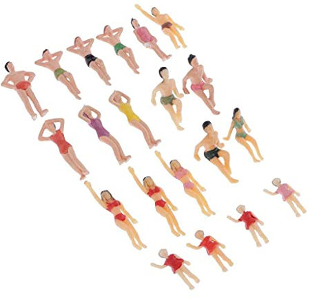 Sharplace 20pcs Trains Personnes Chiffres Plage Foule Miniatures 1:50