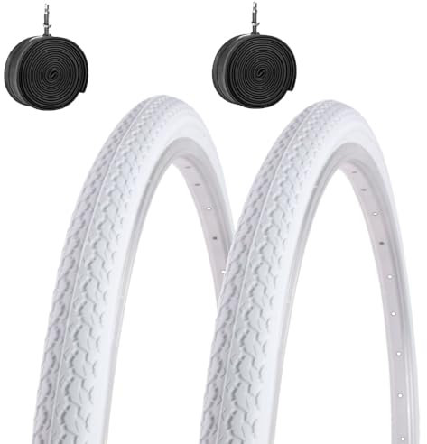 2 neumáticos 26 x 1 3/8 (37-590) + cámaras de aire neumáticos blancos para bicicleta de ciudad de carretera adulto vintage