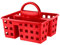 HOMESHOPA Utility Plastic Shower Caddy Basket Organiser with 3 Compartment & Handle, Portable Kitchen Cleaning Supply Handy Storage Tidy Tote Tray Carry Bucket for Bathroom, Kitchen, Dorm Room (Red)