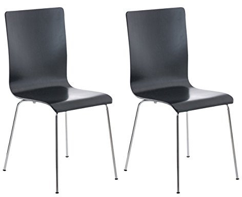 CLP 2er-Set Wartezimmerstuhl Pepe mit ergonomisch geformten Holzsitz und Metallgestell I 2X Konferenzstuhl I erhältlich, Farbe:schwarz