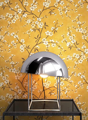 Newroom Tapete Gelb Vliestapete Blumen - Blumentapte Floral Ocker Blätter Baum Mustertapete Tropisch Natur Botanisch inkl. Tapezier-Ratgeber