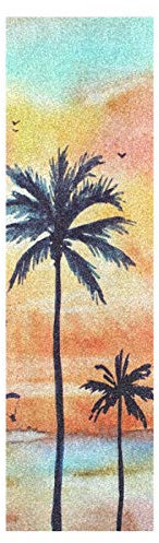 Mnsruu Sonnenuntergang Strand Palmen Dschungel Skateboard Griffband Sandpapier Griptape Rutschfestes Blasenfrei Blatt 1 Stück Longboard Aufkleber Scooter 22,9 x 83,8 cm