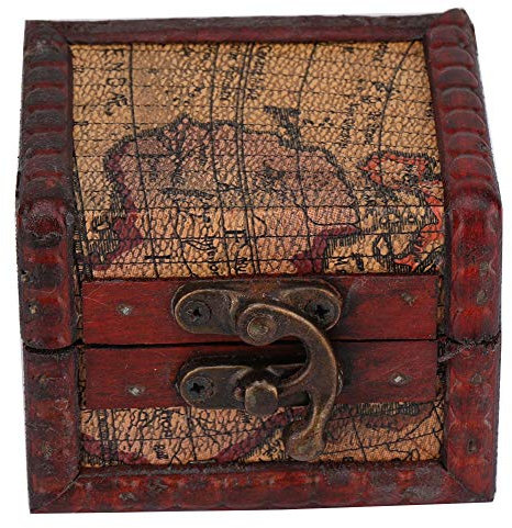 Retro Jewelry Box Storage Box Made of Wood, Vintage Square Jewellery Box, Photography Props, Western Oriental Art Combined with Handmade Artwork Wooden Box