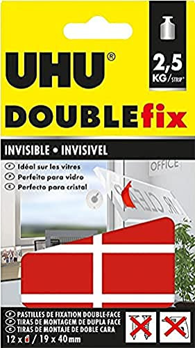 UHU Doublefix Innenbereich, unsichtbar, extra stark, Klebepunkte, 2,5 kg – 12 Tabletten