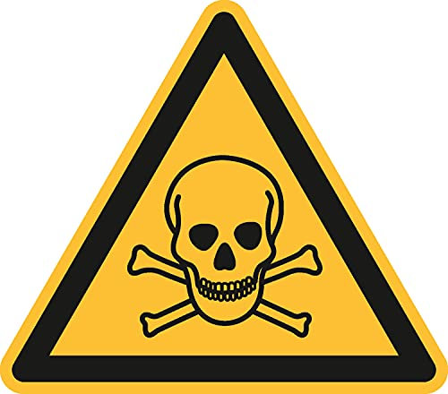 Aufkleber Warnung vor giftigen Stoffen, Selbstklebende PCV-Folie, Seitenlänge: 100 mm, ASR A1.3/ISO 7010 [W016], Warnzeichen, 10 cm