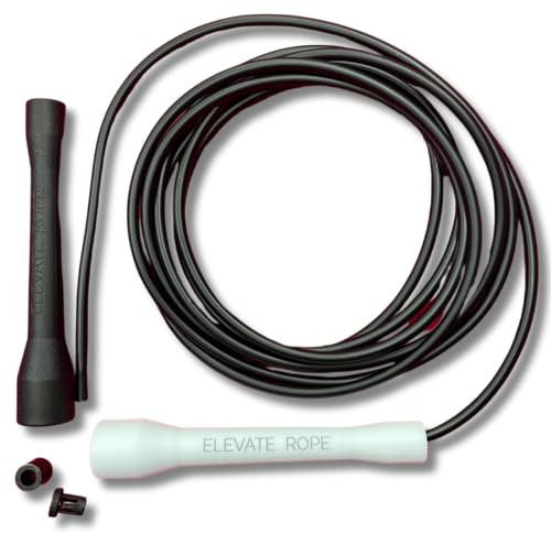 Elevate Rope Corde à sauter professionnelle réglable de 3 m en PVC de 5 mm avec noyau en nylon pour cardio, double unders et crossfit – Corde à sauter durable utilisée pour l'entraînement