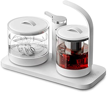 LJFLI Hervidor de Agua Eléctrico Hervidores Eléctrico Tetera de Vidrio Riego automático Juego de Tetera de Oficina Una Olla para hervir Agua y Hacer té,White-B