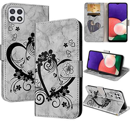 CASAFUNY Cover per Samsung Galaxy A22 5G, Custodia per Samsung A22 5G, Pelle PU Portafoglio Custodia Magnetica Flip Wallet Case Protettiva Caso con Kickstand Carte Slot per Samsung Galaxy A22 5G, Nero