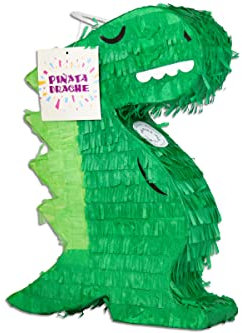 Trendario Pinata Dino Geburtstag, Pinjatta Drache zum Aufhängen, Ideal zum Befüllen mit Süßigkeiten und Geschenken - Piñata Kindergeburtstag Spiel, Geschenkidee, Party, Hochzeit (Dino)