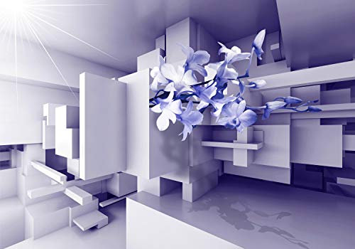 wandmotiv24 Fototapete Orchidee 3D Lila, 200 x 140cm - selbstklebende Strukturtapete, Wanddeko, Wandbild, Wandtapete, Blumen, Raumerweiterung M1899