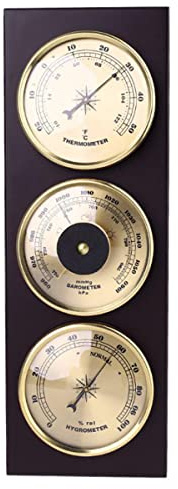 RUNLAIKEJI Set di 3 Termometro Barometro Igrometro, Stazione Meteorologica Con Telaio in Legno per Casa, Soggiorno, Camera da Letto, Corridoio, Giardino
