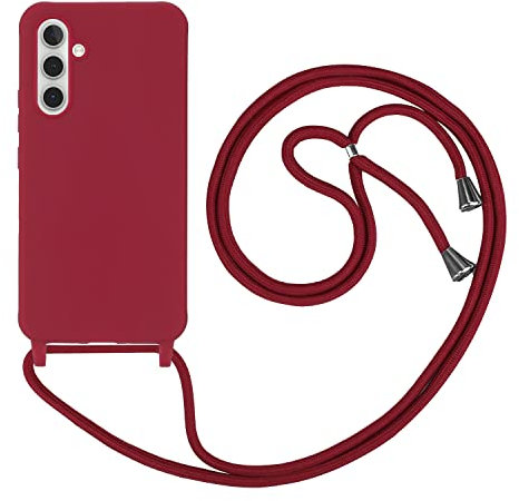 HFYiup Mevis Coque Compatible avec Samsung Galaxy A54 5G,Collier pour Étui Colliers de cellulaire Mince Antichoc Réglable Lanyard Case-Rouge