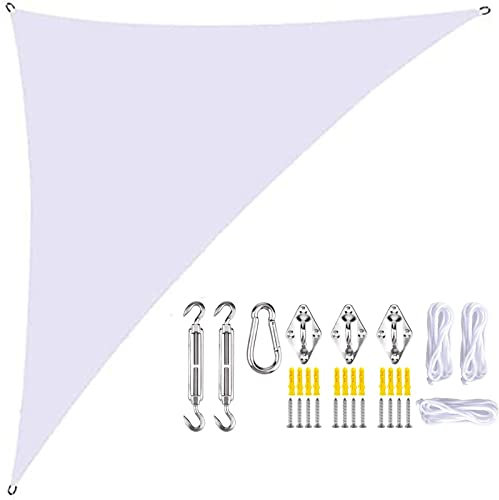 HEILEA Sonnensegel Dreieckig, Sonnensegel Wasserdicht, Sonnensegel inkl Befestigungsseile Premium wasserabweisend imprägniert Dreieck rechtwinklig (5x5x7.1m,Weiss)
